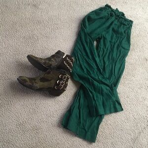 ASMARA/“FOREST GREEN”LINEN CRINKLE PANTS/NWT
